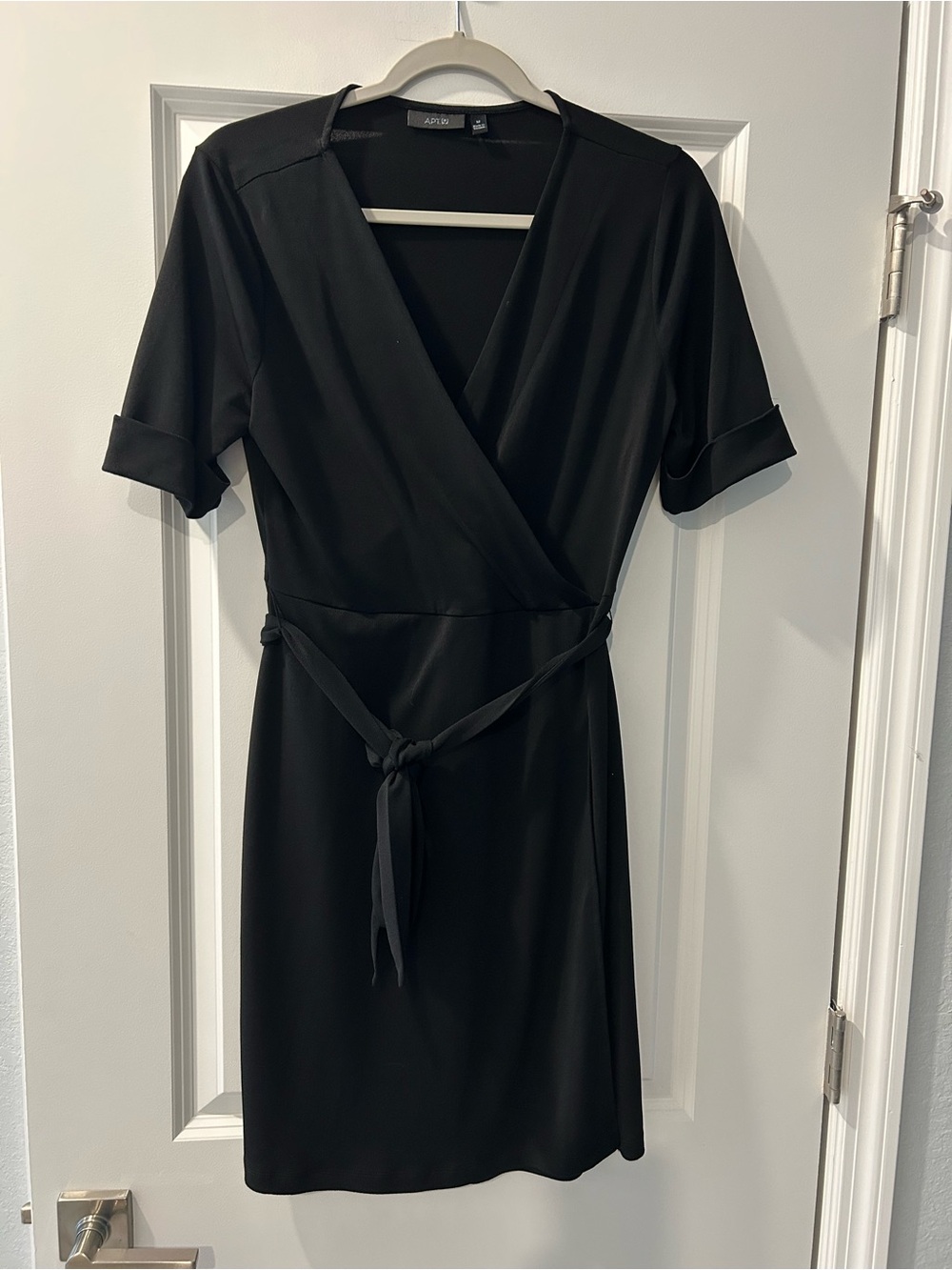 Apt. 9 Black Midi Wrap Dress with Self-Tie Waist